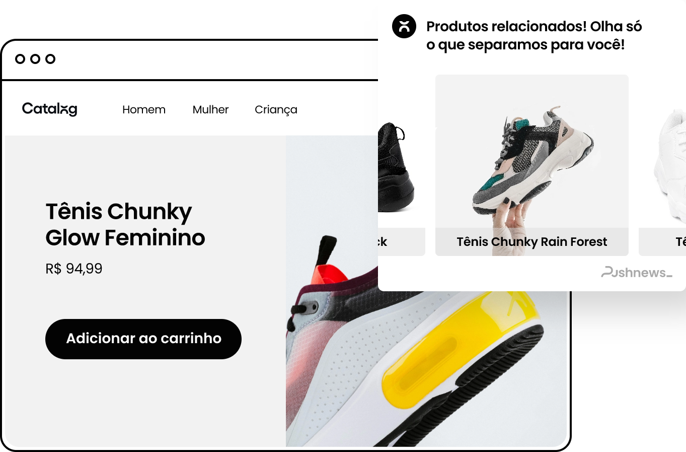 Sugestão complementar de produto em OnSite Popup com imagem destacada